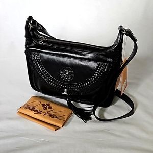 Patricia Nash vintage distressed leather Camila hobo shoulder bag.